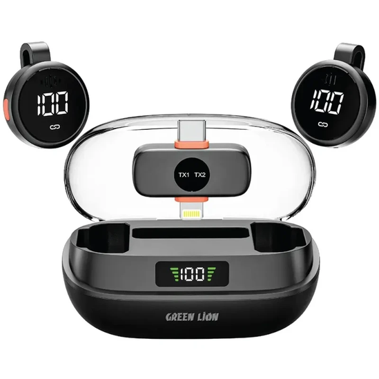 میکروفن بی سیم گرین لاین مدل GM-91X با گیرنده تایپ سی و لایتنینگ