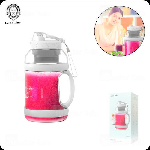 مخلوط کن قابل حمل گرین لاین Green Lion Mega Pro Portable Blender GNMGAPPBLDWH ظرفیت 2000 میلی لیتر